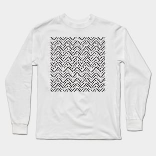 Monochrome Chevron Dots Pattern Long Sleeve T-Shirt